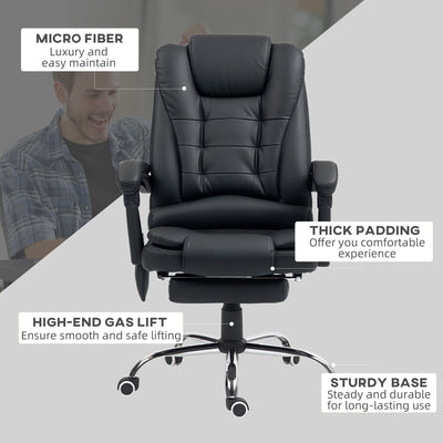 Vinsetto Heated 6 Points Vibration Massage Executive Office Chair Adjustable Swivel Ergonomic High Back Desk Chair Recliner with Footrest Black 