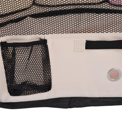 PawHut Portable Cat Dog Playpen Pet Puppy Rabbit Guinea Pig Pen Run Dia 90 x 41H cm Indoor & Outdoor Pink 