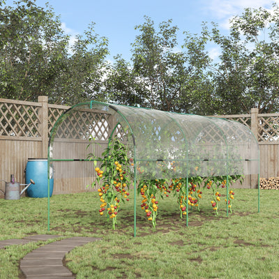 Outsunny Tunnel Tomato Greenhouse with 4 Hoops and Top Tap, Pointed Bottom and Guy Ropes, 400 x 123 x 171 cm, Clear 