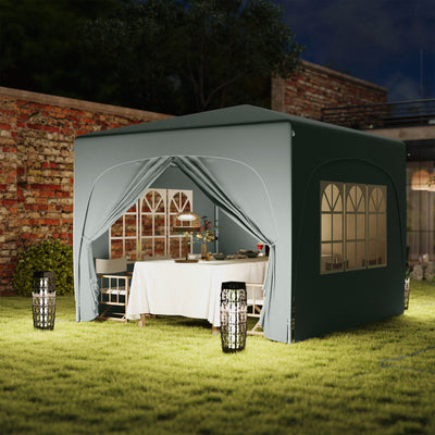 Outsunny 3 x 3m Pop-Up Gazebo Shelter, with Accessories - Light Grey 