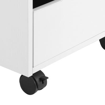 HOMCOM 3 Drawer Mobile File Cabinet, Vertical Filing Cabinet with Wheels for Home Office, White 