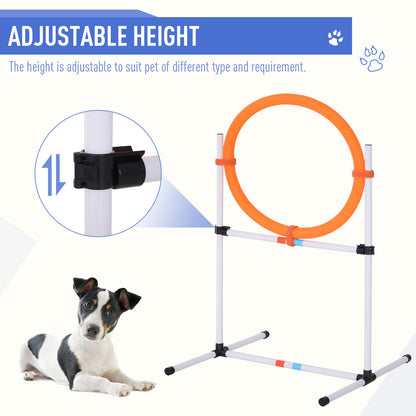PawHut Dog Agility Equipment Training Set Carry Bag Adjustable (Pole + Hoop + Hurdle+Tunnel + Pause Box) 