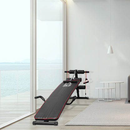 HOMCOM Sit Up Bench Core AB Workout Fitness Excercise Machine Adjustable Thigh Support Home Gym Black 