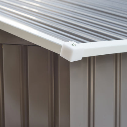 Outsunny 9 x 6FT Outdoor Garden Roofed Metal Storage Shed Tool Box with Foundation Ventilation & Doors Light, Grey 