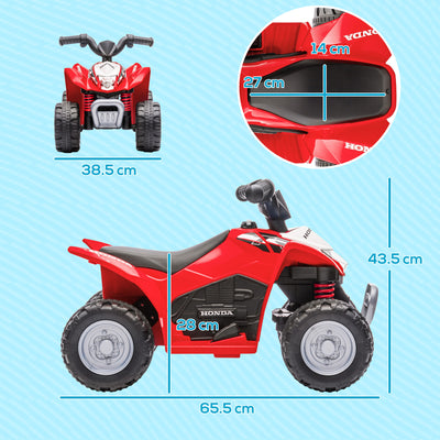 AIYAPLAY Honda Licensed Kids Electric Quad Bike, 6V ATV Ride On for Ages 1.5-3 Years, Red 