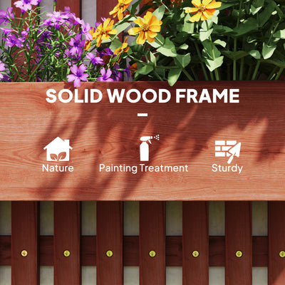 Outsunny Wall-mounted Wooden Garden Planters with Trellis, Drainage Holes and 3 Planter Boxes for Patio, Brown 