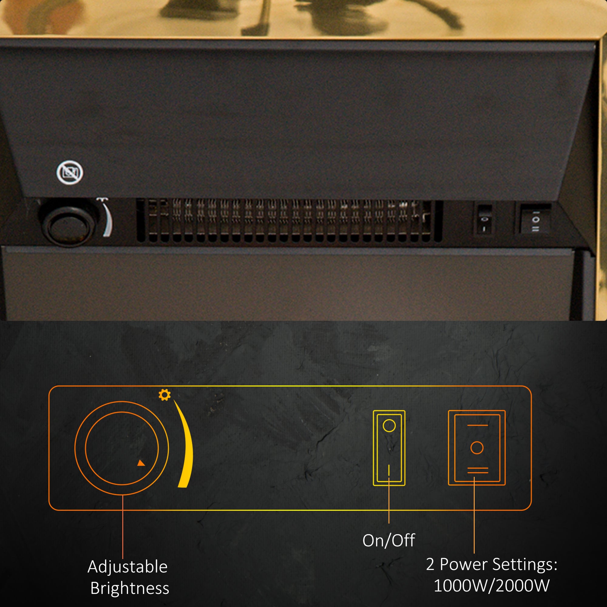 HOMCOM Electric Fireplace LED Light Complete Fire Place Heating Indoor Heater Coal Burning Flame Effect Heat 2000W Max 