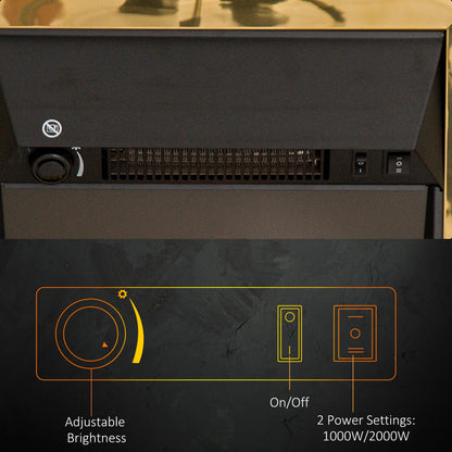 HOMCOM Electric Fireplace LED Light Complete Fire Place Heating Indoor Heater Coal Burning Flame Effect Heat 2000W Max 