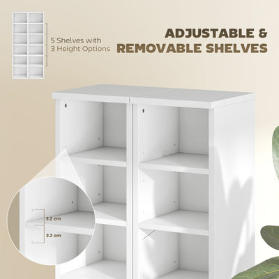 HOMCOM Set of 2 CD Media Display Shelf Unit Tower Rack with Adjustable Shelves, White 