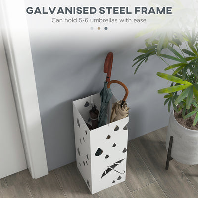 HOMCOM Six-Umbrella Steel Holder Stand - White 