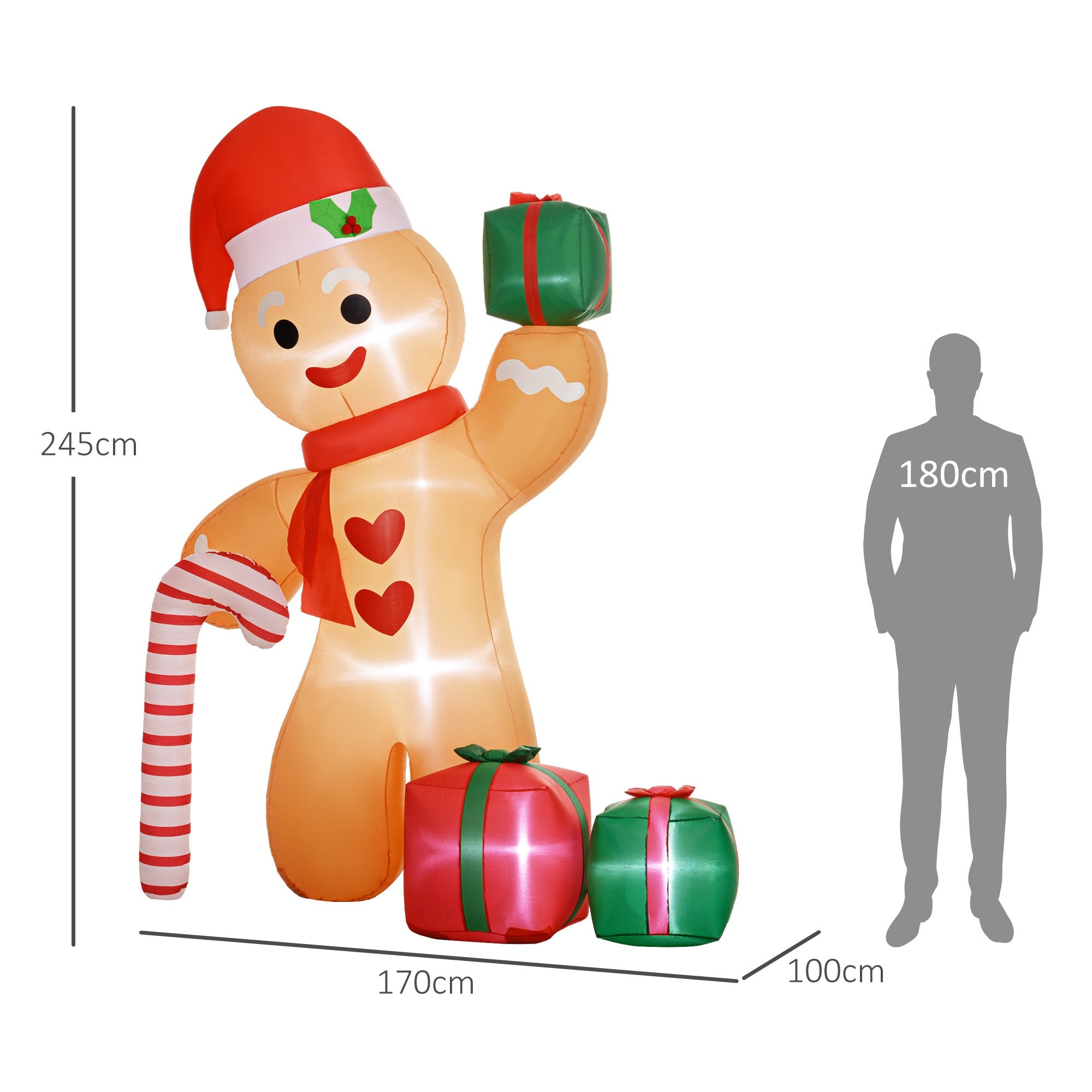 Outsunny 8ft Inflatable Gingerbread Christmas Decoration 