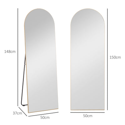HOMCOM 150cm Arched Full Length Mirror - Gold Tone 