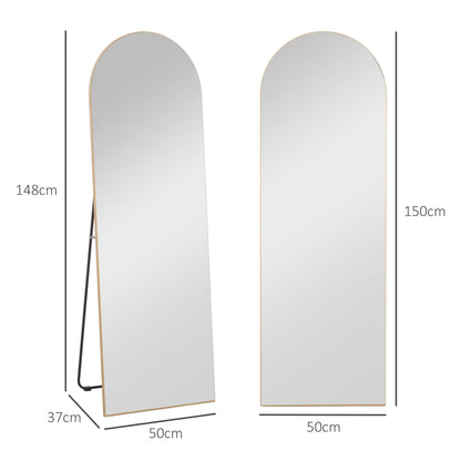 HOMCOM 150cm Arched Full Length Mirror - Gold Tone 