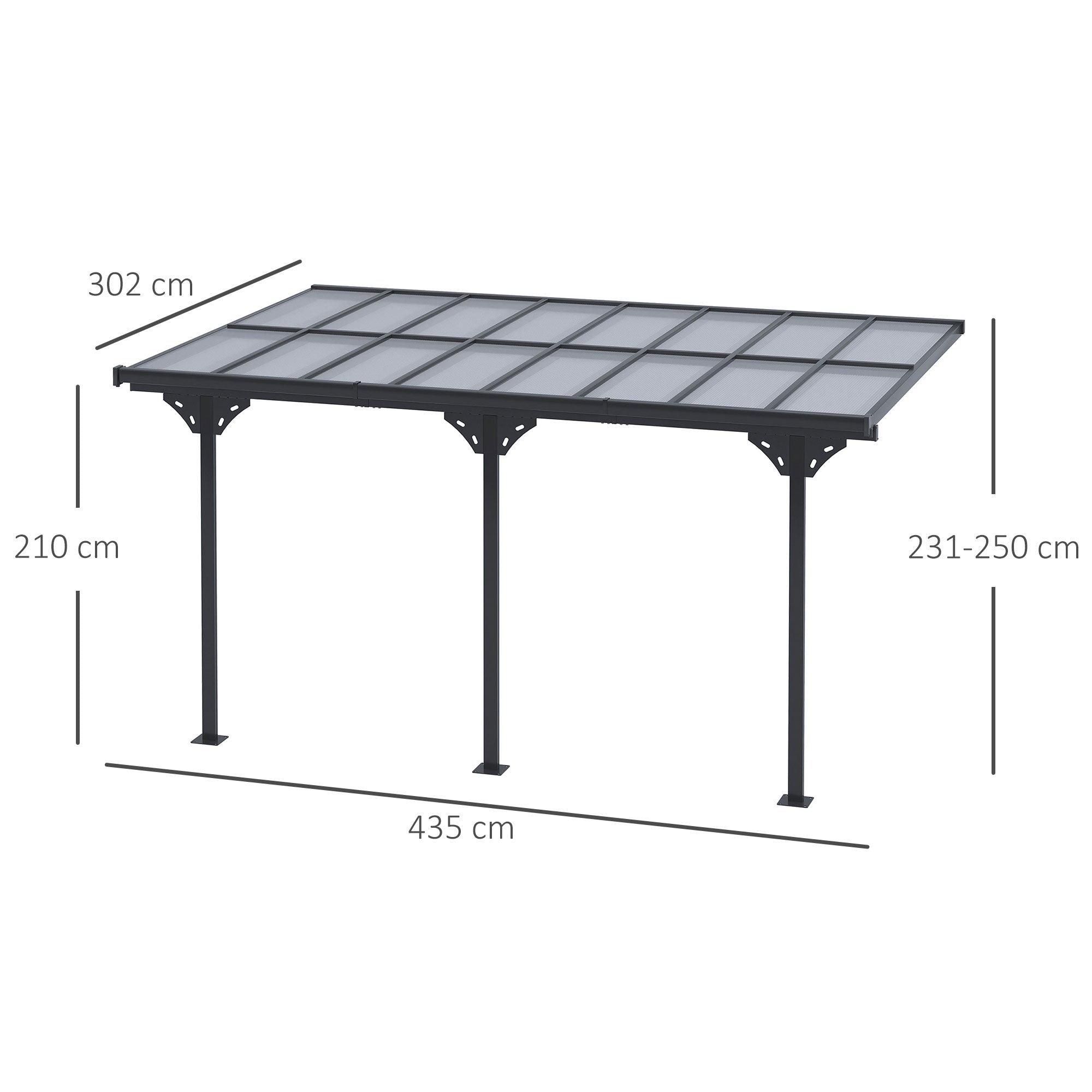 Outsunny Outdoor Patio Gazebo Pergola, Aluminum Post, 4.35 x 3 m PC Roof 