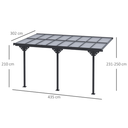 Outsunny Outdoor Patio Gazebo Pergola, Aluminum Post, 4.35 x 3 m PC Roof 