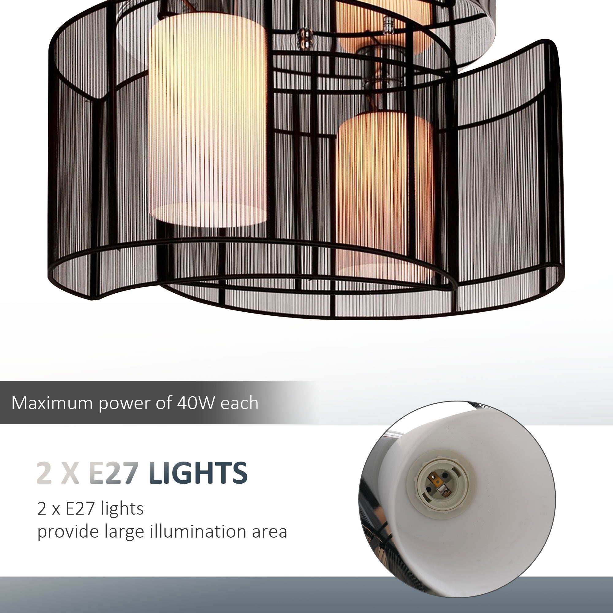 HOMCOM Modern Design Mini Style Flush Mount Ceiling Light Mount with Flush Metal Finish Chandelier for Hallway, Dining Room, Living Room 