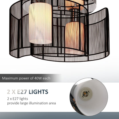 HOMCOM Modern Design Mini Style Flush Mount Ceiling Light Mount with Flush Metal Finish Chandelier for Hallway, Dining Room, Living Room 