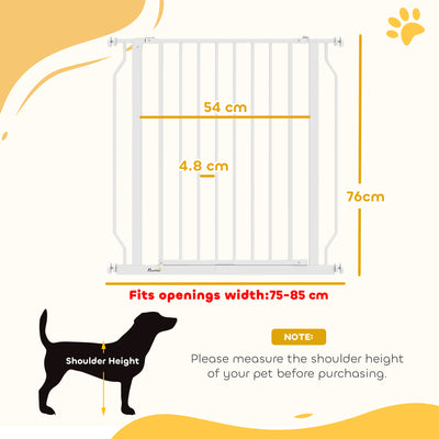 PawHut Extra Wide Dog Gate, with Door Pressure, for Doorways, Hallways, Staircases - White 