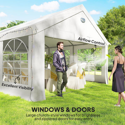 Outsunny 6 x 4 m Party Tent, Heavy Duty Gazebo Canopy with Windows, Outdoor Party Wedding Tent with 4 Removable Sidewalls 