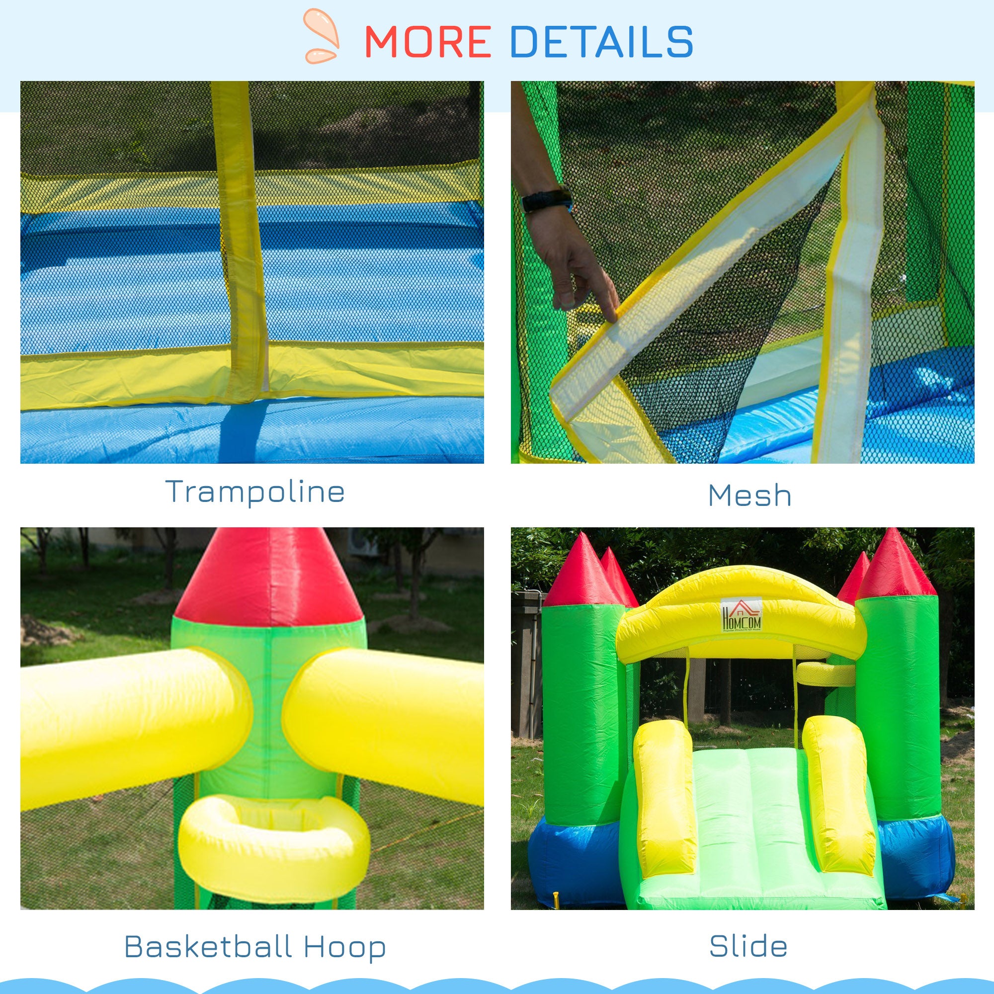 HOMCOM Nylon Inflatable Bouncy Castle Multi-Colour 