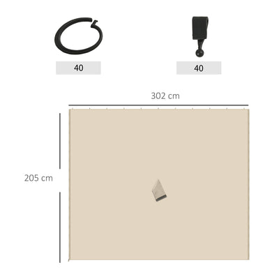 Outsunny Replacement Gazebo Curtains, 4-Panel Gazebo Side Panels Only, for 3 x 3 (M) Gazebos or Pergolas, Hooks/C-Rings Included, Beige 