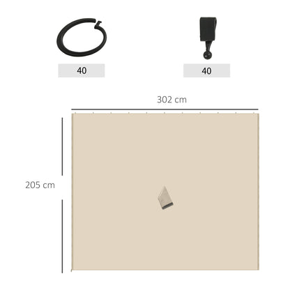 Outsunny Replacement Gazebo Curtains, 4-Panel Gazebo Side Panels Only, for 3 x 3 (M) Gazebos or Pergolas, Hooks/C-Rings Included, Beige 