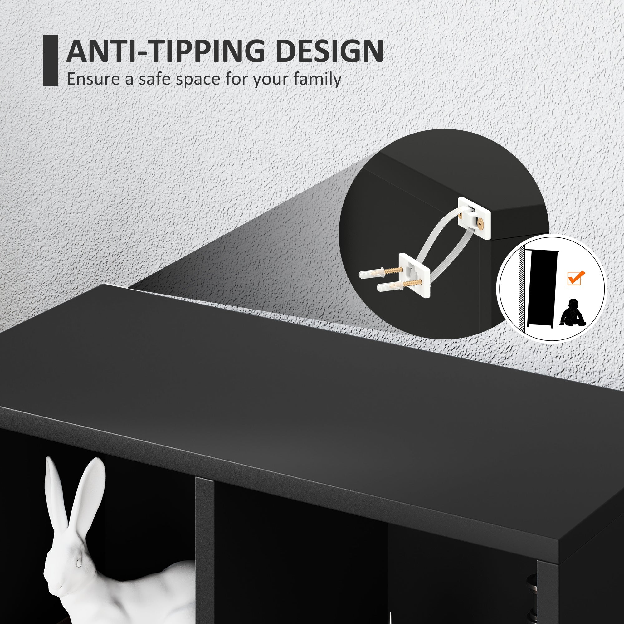 HOMCOM 2-Tier Bookshelf with 5 Compartments - Black 