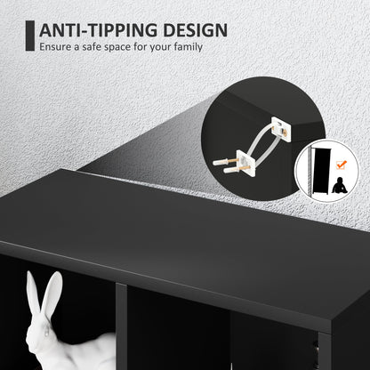 HOMCOM 2-Tier Bookshelf with 5 Compartments - Black 