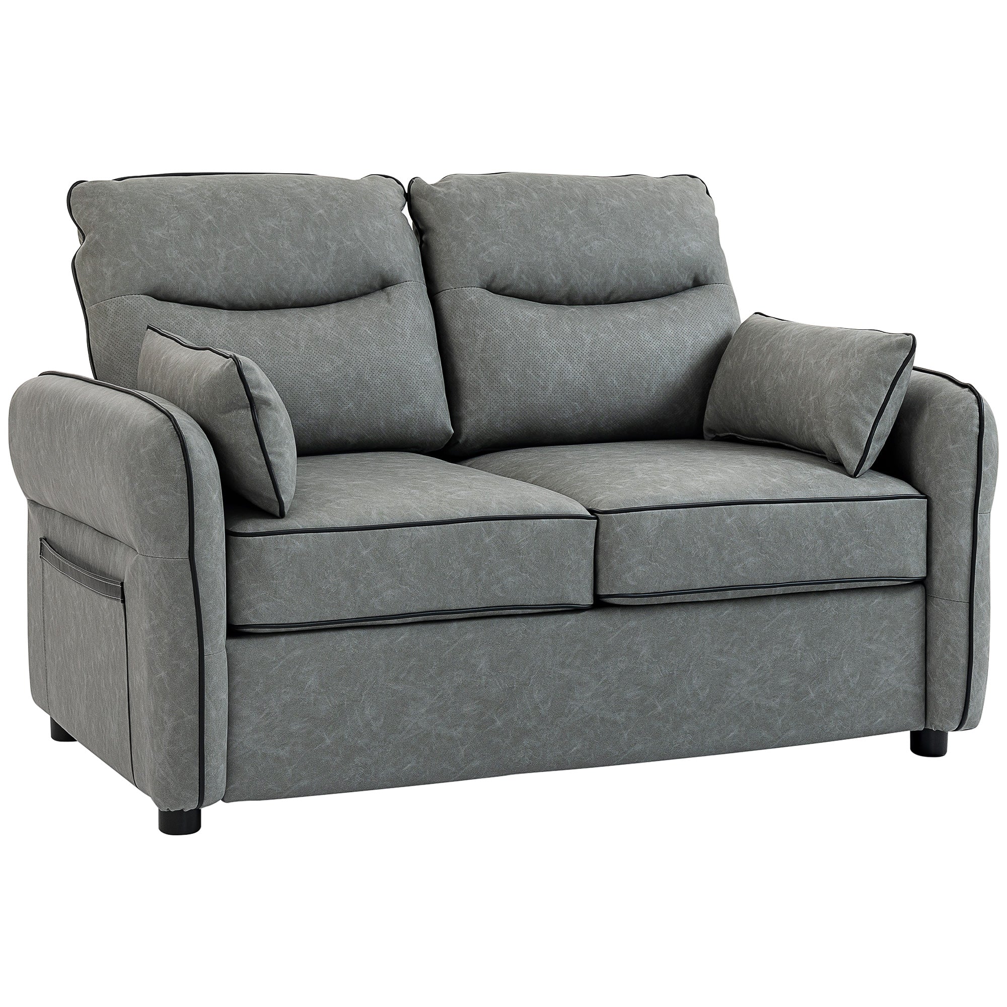 HOMCOM 2 Seater Sofa, Faux Leather Loveseat - Grey 