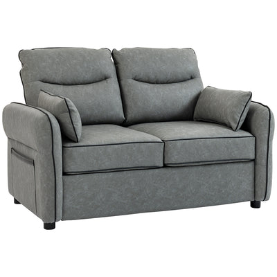 HOMCOM 2 Seater Sofa, Faux Leather Loveseat - Grey 