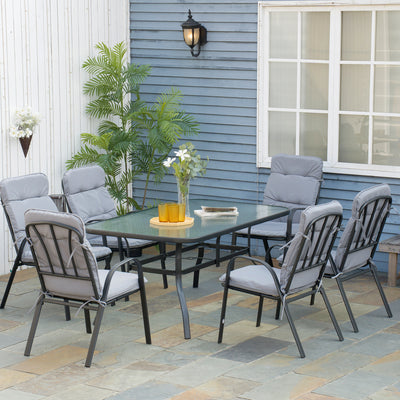 Outsunny Seven-Piece Garden Dining Set with Cushions - Grey 