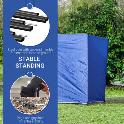 Outsunny Camping Windbreak, Foldable Portable Wind Blocker w/ Carry Bag and Steel Poles, Beach Sun Screen Shelter Privacy Wall, 450cm x 150cm 