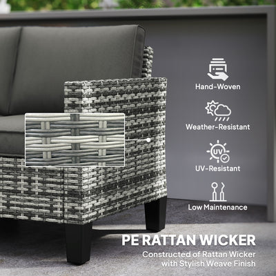 Outsunny Two-Seater Rattan Outdoor Sofa - Light Grey 