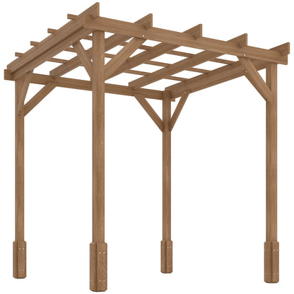 Outsunny 2 x 2m Wooden Pergola Kit, Decorative Garden Gazebo Shelter with Stable Structure for Climbing Vines, Flowers, Dark Brown 