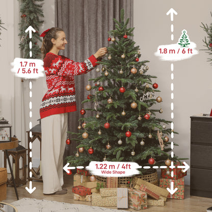 HOMCOM 6ft Artificial Christmas Tree with Realistic Branches, Easy Assembly - Green