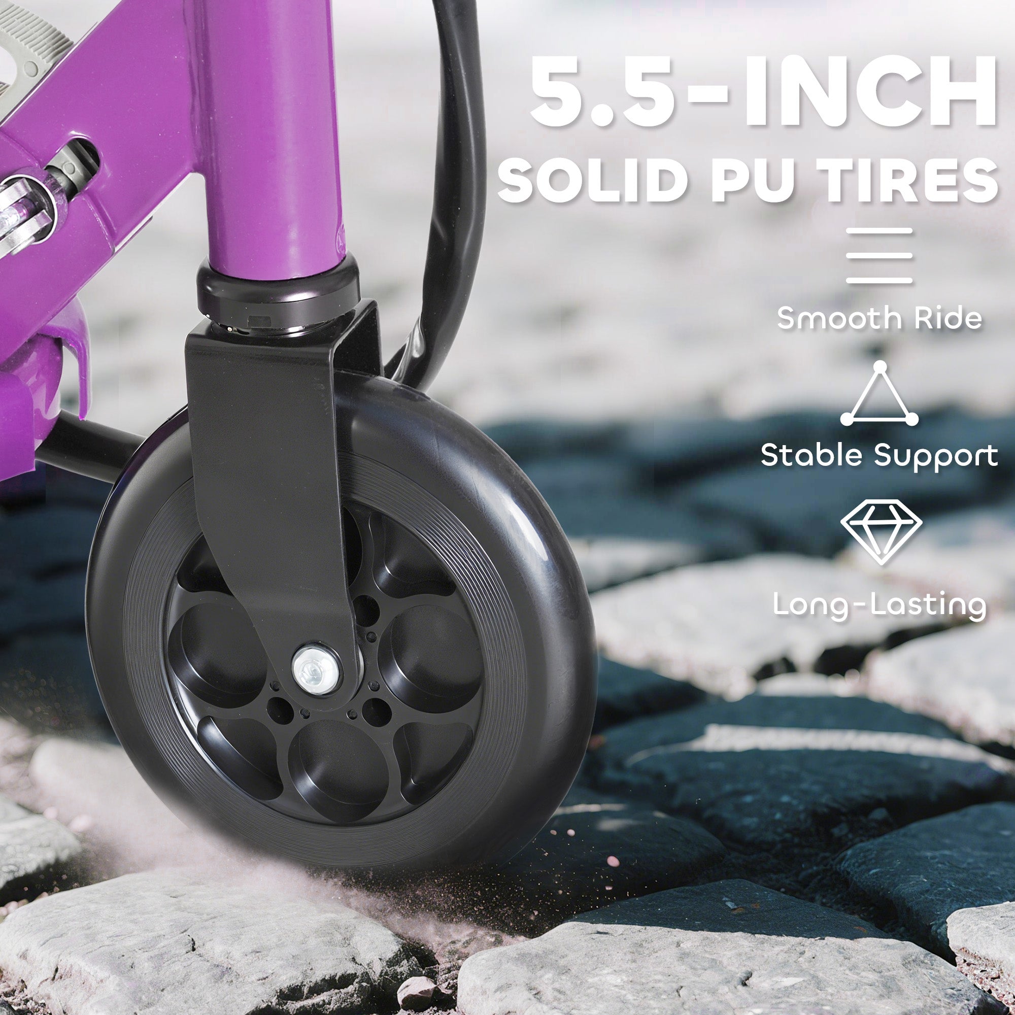 HOMCOM Foldable Electric Kids Scooter, Ride-on for Ages 7-14 Years, Purple 