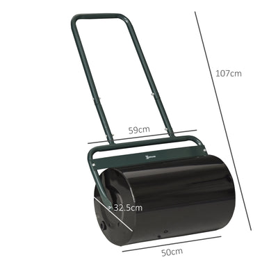 Outsunny 38L Fillable Cylinder Steel Lawn Roller - Dark Green 