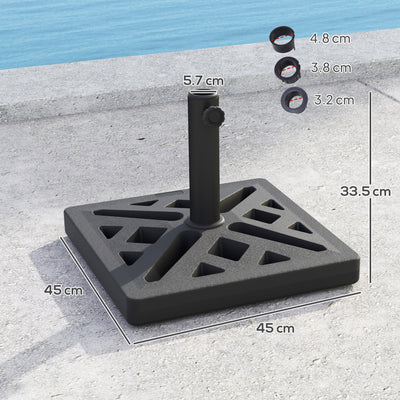 Outsunny Garden Parasol Base, 15kg HDPE Outdoor Umbrella Stand Parasol Stand with Cut-Out Design, Sun Umbrella Base for Deck Poolside, Black 