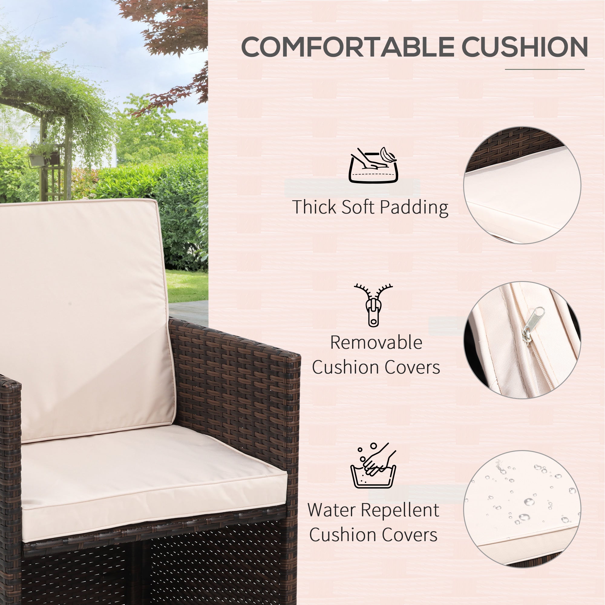 Outsunny 8 Seater Rattan Cube Garden Furniture Set, Rattan Dining Set with Cushions, Outdoor Dining Table and Chairs with 4 Armchairs, 4 Stools, Square Glass Top Table for Patio, Balcony, Brown 