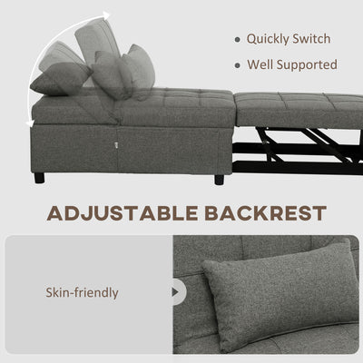HOMCOM Four-In-One Single Sleeper Chair - Dark Grey 