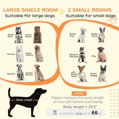 PawHut Dog Crate Furniture for Large Dogs, Double Dog Cage for Small Dogs, with Divider - Grey 