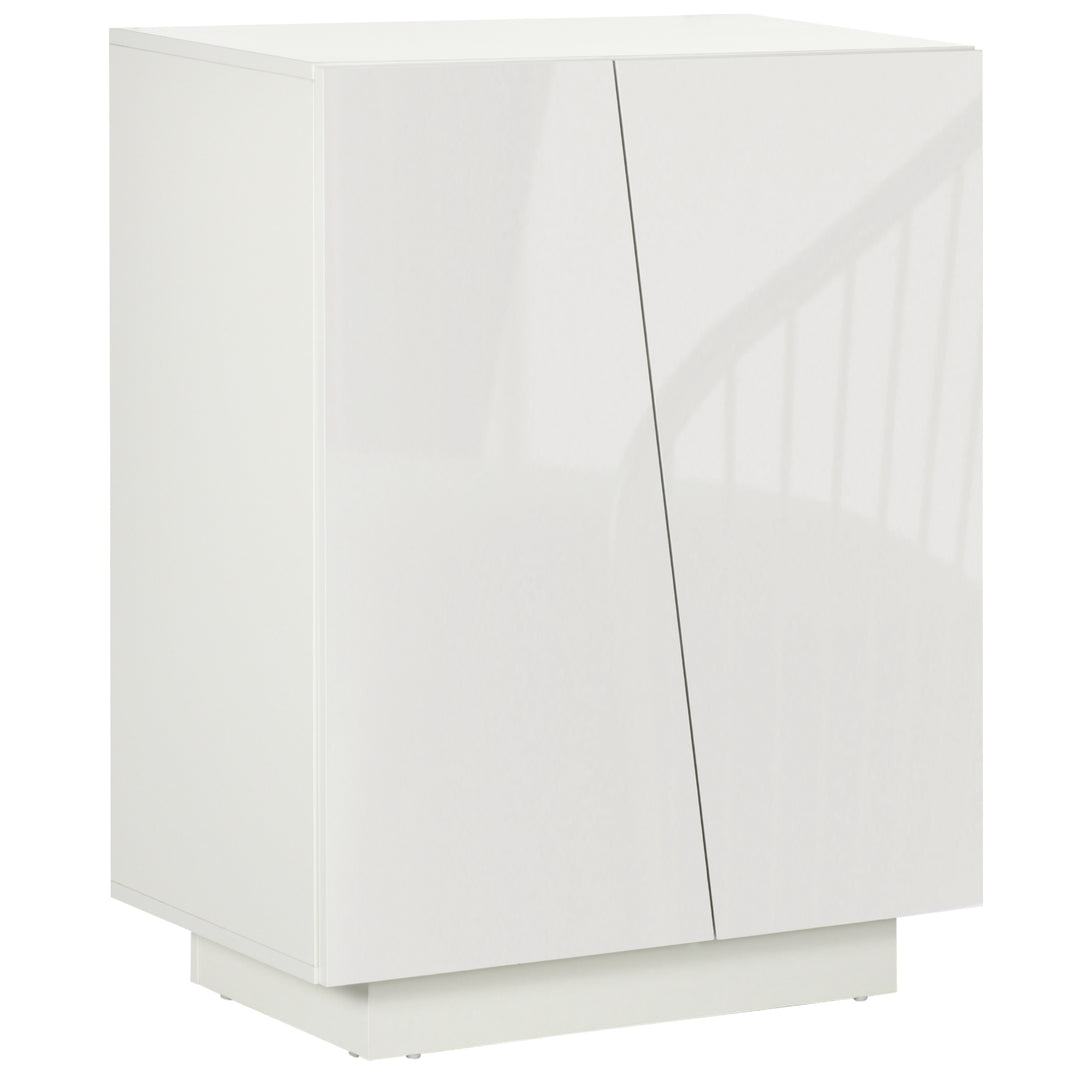 HOMCOM High Gloss Storage Cabinet, Freestanding Storage Cupboard with Adjustable Shelves for Living Room, Bedroom, Hallway, White 
