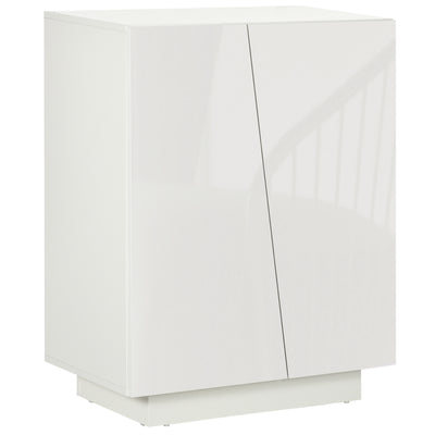 HOMCOM High Gloss Storage Cabinet, Freestanding Storage Cupboard with Adjustable Shelves for Living Room, Bedroom, Hallway, White 