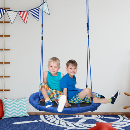 HOMCOM Kid Nest Swing Seat Saucer Tree Swing 40 Inch/100cm for Outdoor Indoor Blue 