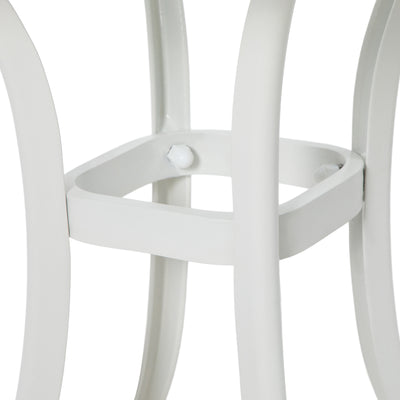 Outsunny Cast Aluminium Bistro Table, Outdoor Square Side Table with Umbrella Hole, Garden Table for Balcony, White 