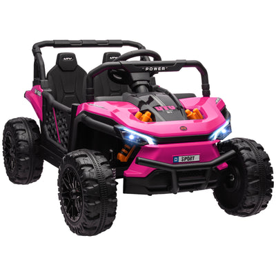 AIYAPLAY 12V Battery Powered Ride on Truck w/ Remote, Four Suspension Wheels, Horn, Lights, Music, USB, for Ages 3-5 Years, Pink 