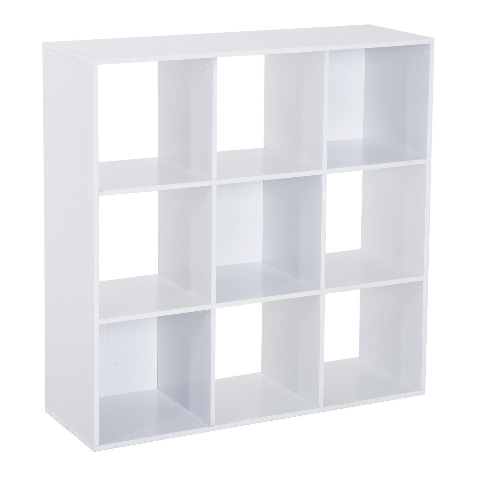 HOMCOM Wooden 9 Cube Storage Cabinet Unit 3 Tier Bookcase Shelves Organiser Rack Display  - White 