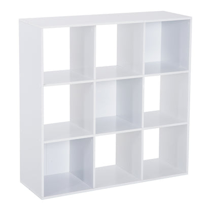 HOMCOM Wooden 9 Cube Storage Cabinet Unit 3 Tier Bookcase Shelves Organiser Rack Display  - White 