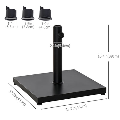 Outsunny Φ35/38/48MM 18KG Steel Square Parasol Stand Base w/ Adjustable Knob Umbrella Stand Garden Patio Outdoor Home, Black 