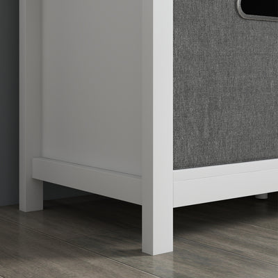 HOMCOM Shoe Storage Bench, with Cushion Seat - White/Grey 